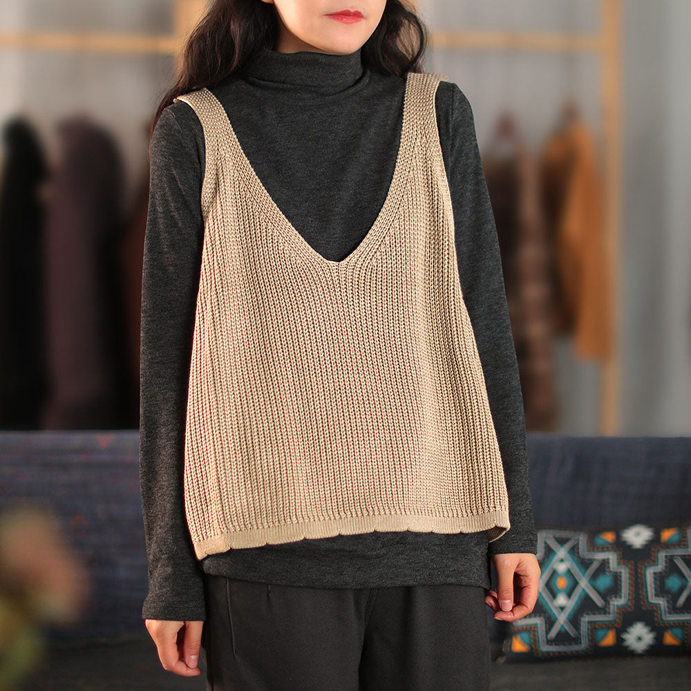 Solid Casual Knitted Vest