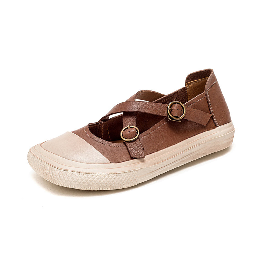 Square Toe Cross Belt Casual Shoes - Luckyback