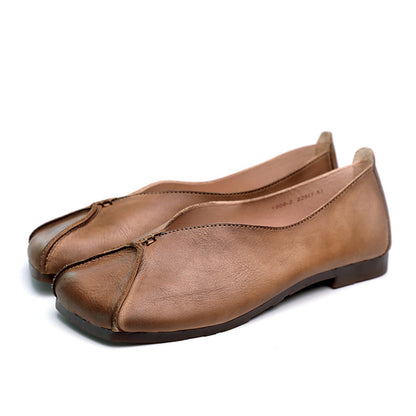 Square Toe Slip-On Soft Leather Casual Shoes