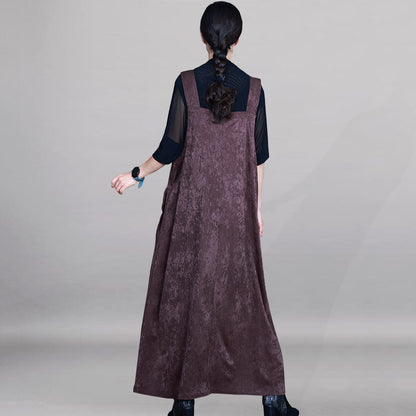Strap Maxi Dress With Large Pocket - Luckyback