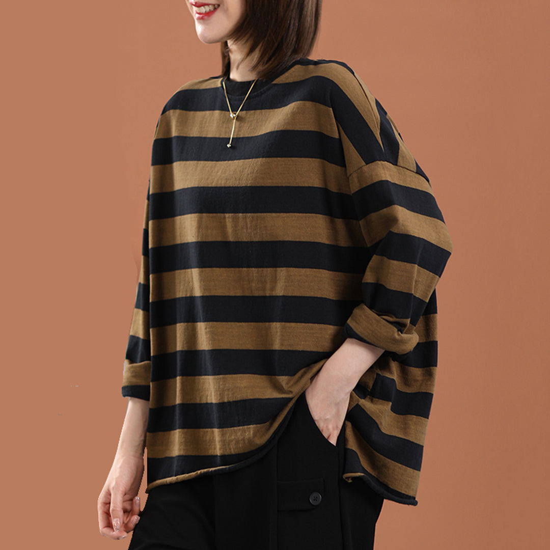 Stripes Long Sleeve Casual T-Shirt - Luckyback