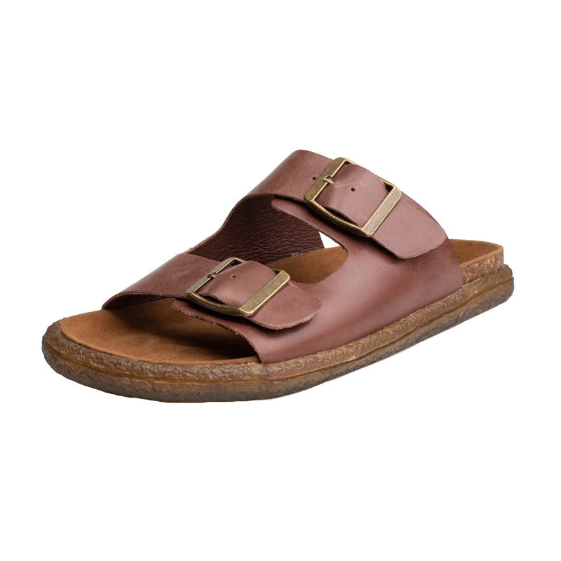 Summer Retro Casual Leather Velcro Slippers - Luckyback