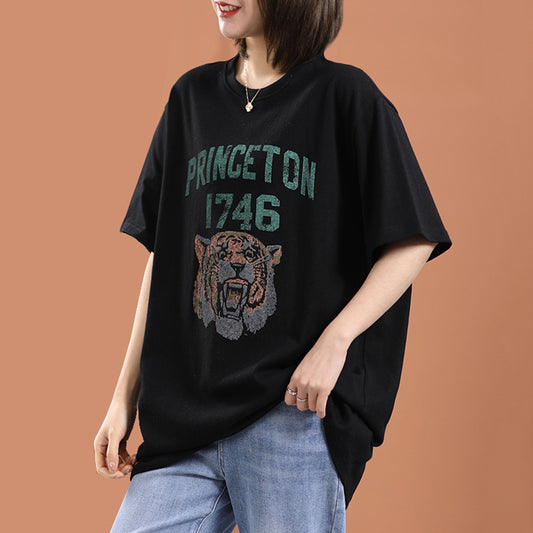 Tiger Printed Crew Neck T-Shirt - Luckyback