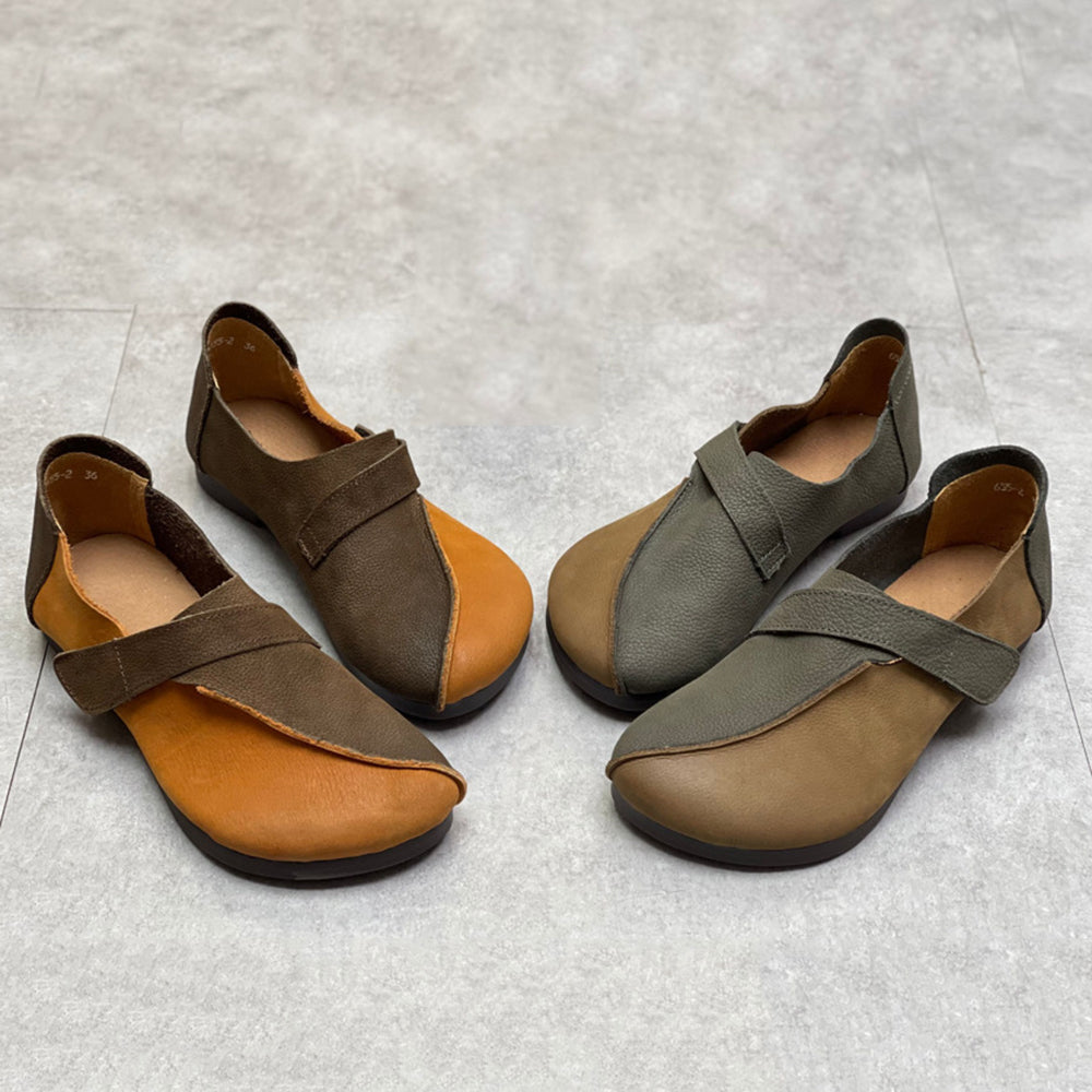Vintage Color-Block Velcro Flats