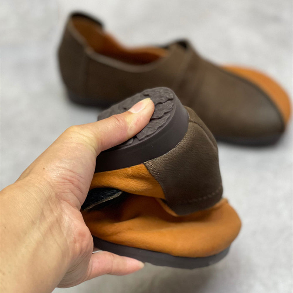 Vintage Color-Block Velcro Flats