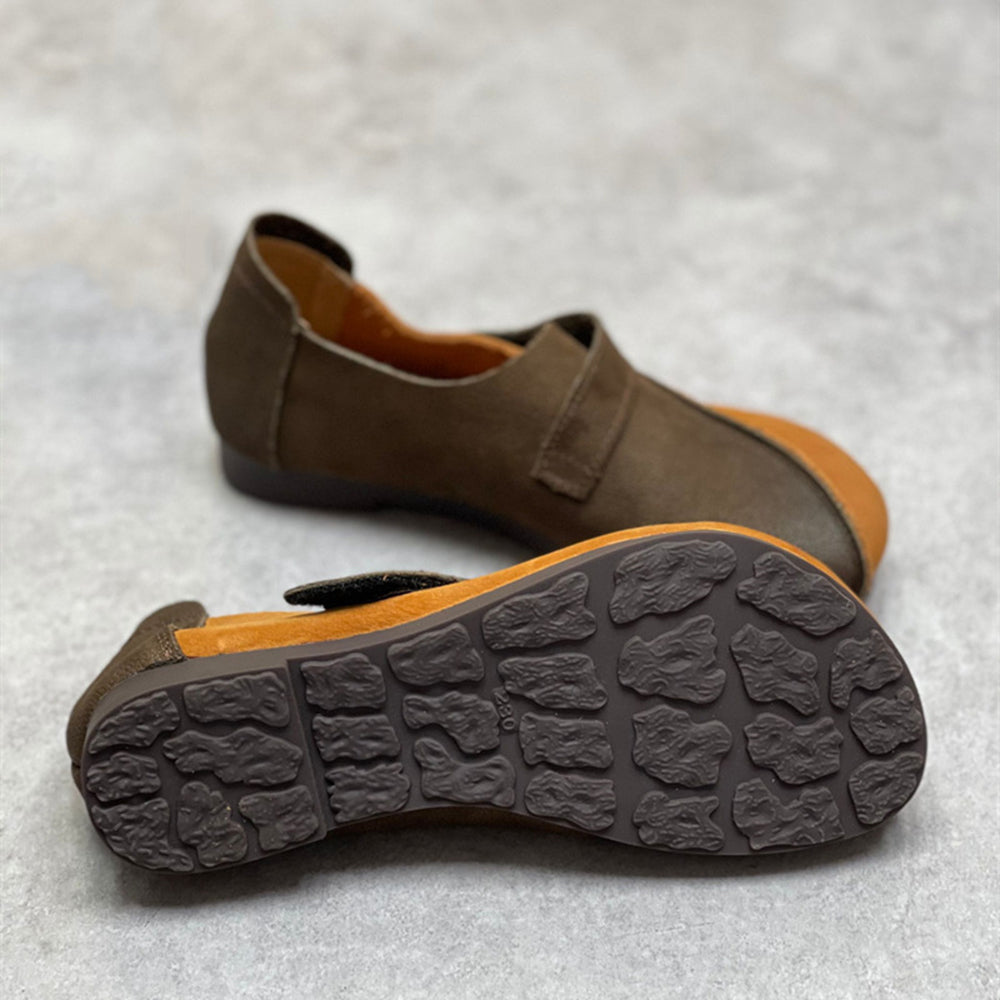 Vintage Color-Block Velcro Flats