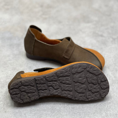 Vintage Color-Block Velcro Flats