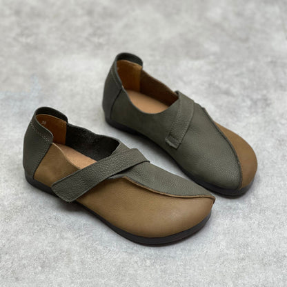 Vintage Color-Block Velcro Flats