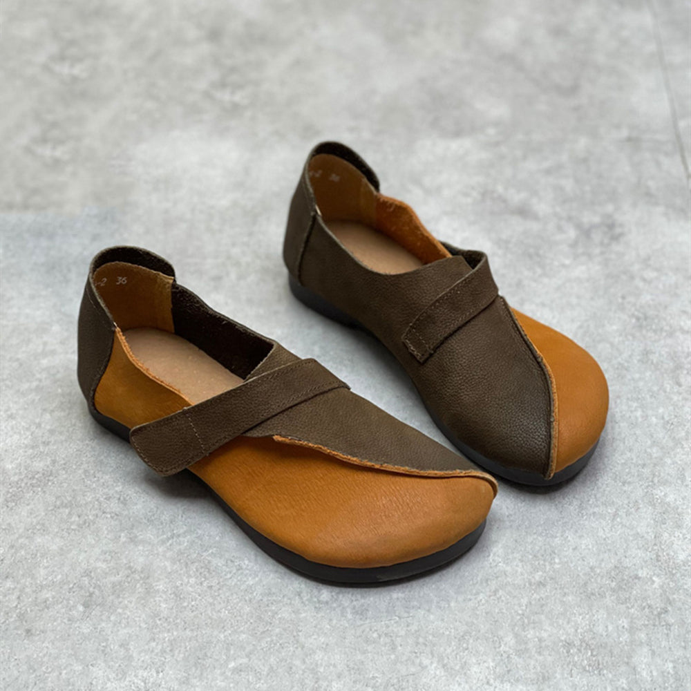 Vintage Color-Block Velcro Flats