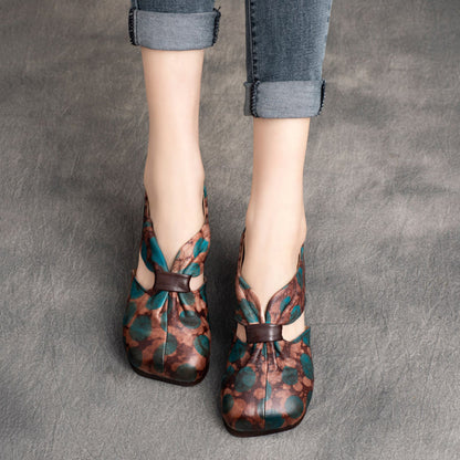 Vintage Printed Hollow Out Women Shoes - Luckyback