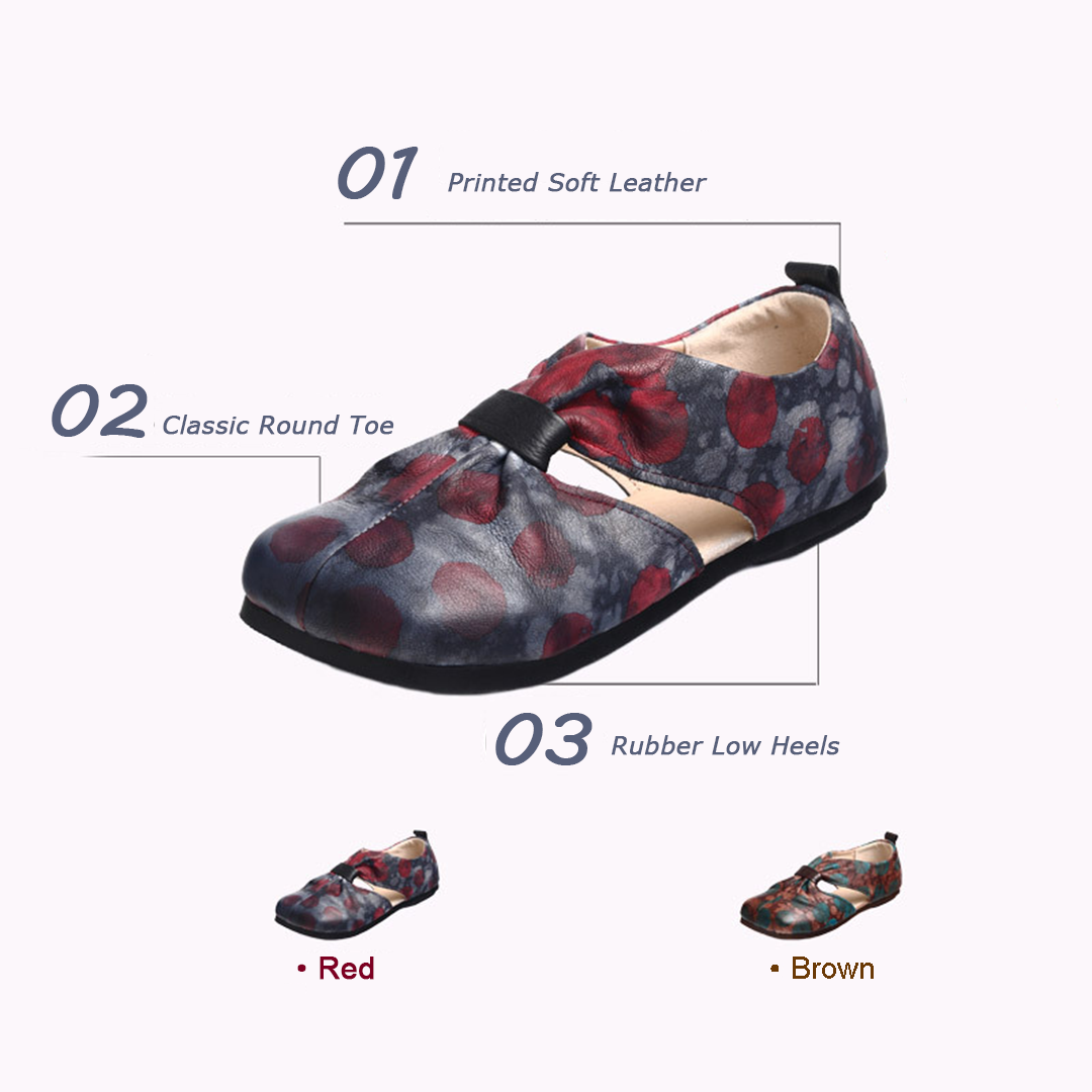 Vintage Printed Hollow Out Women Shoes - Luckyback