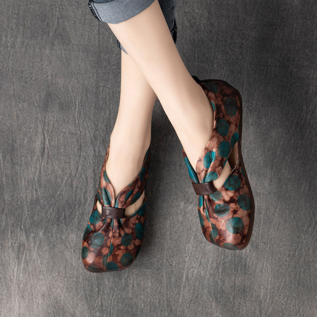 Vintage Printed Hollow Out Women Shoes - Luckyback