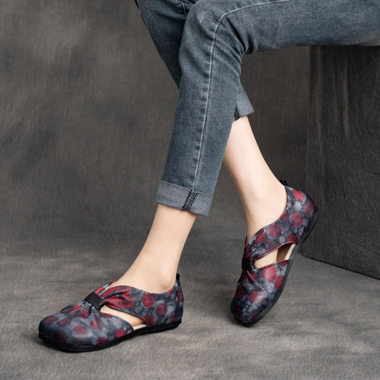 Vintage Printed Hollow Out Women Shoes - Luckyback