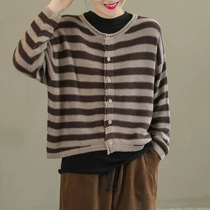 Vintage Stripes Knitted Cardigan Sweater