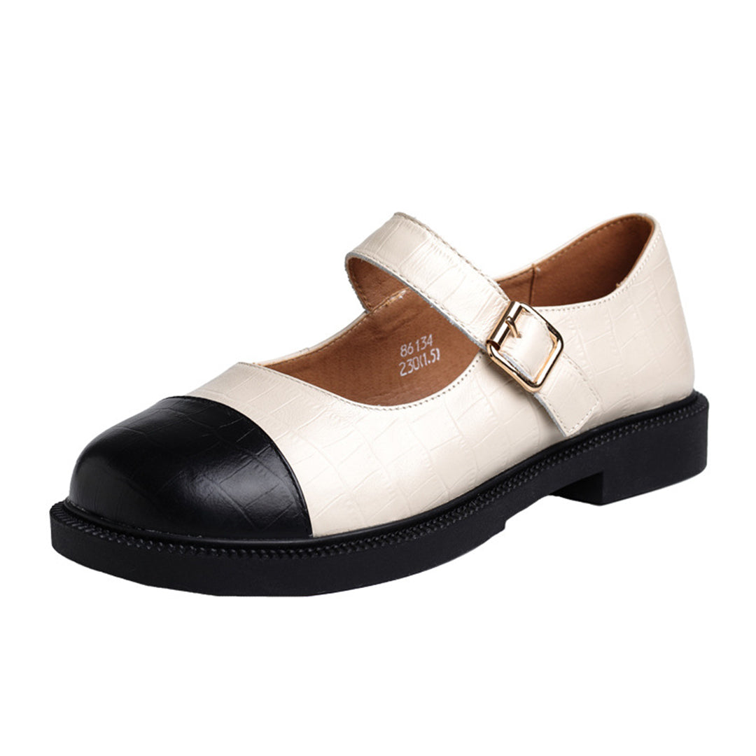 Women Color-Block Mary Jane Flats Shoes - Luckyback