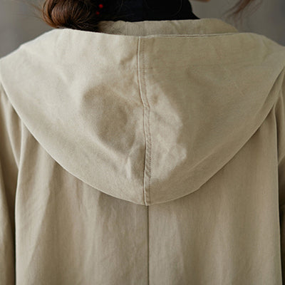 Women Hooded Oversize Trench Coat Retrosia Big Pockets Windbreaker Women Hooded Oversize Trench Coat Retrosia Big Pockets Windbreaker
