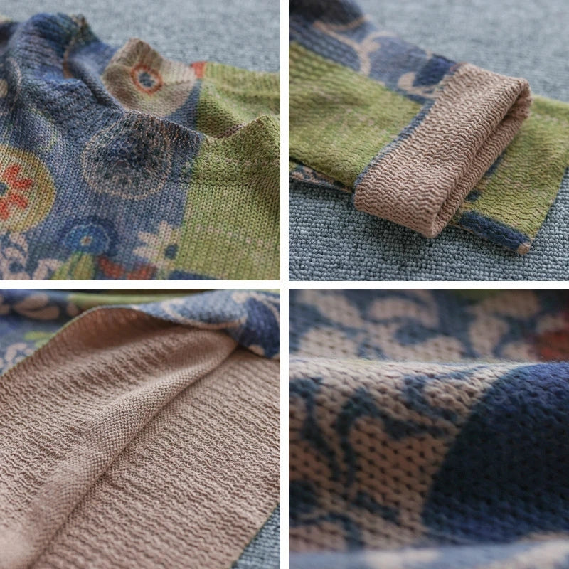 Women Knitted Print Sweater - Luckyback