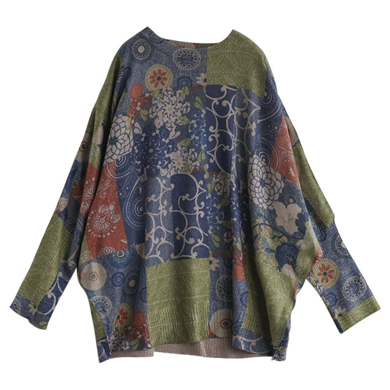 Women Knitted Print Sweater - Luckyback
