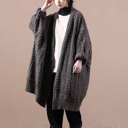 Women Knitted Solid Casual Chunky Cardigan