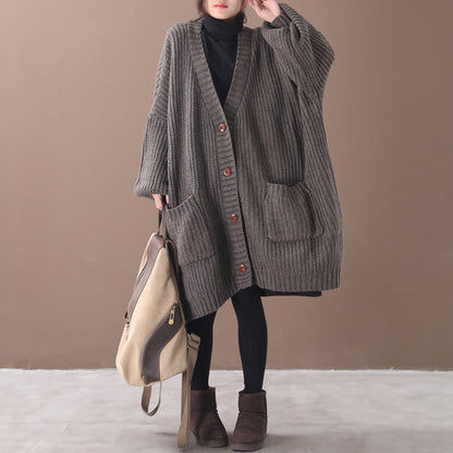 Women Lantern Sleeve Knitted Cardigan
