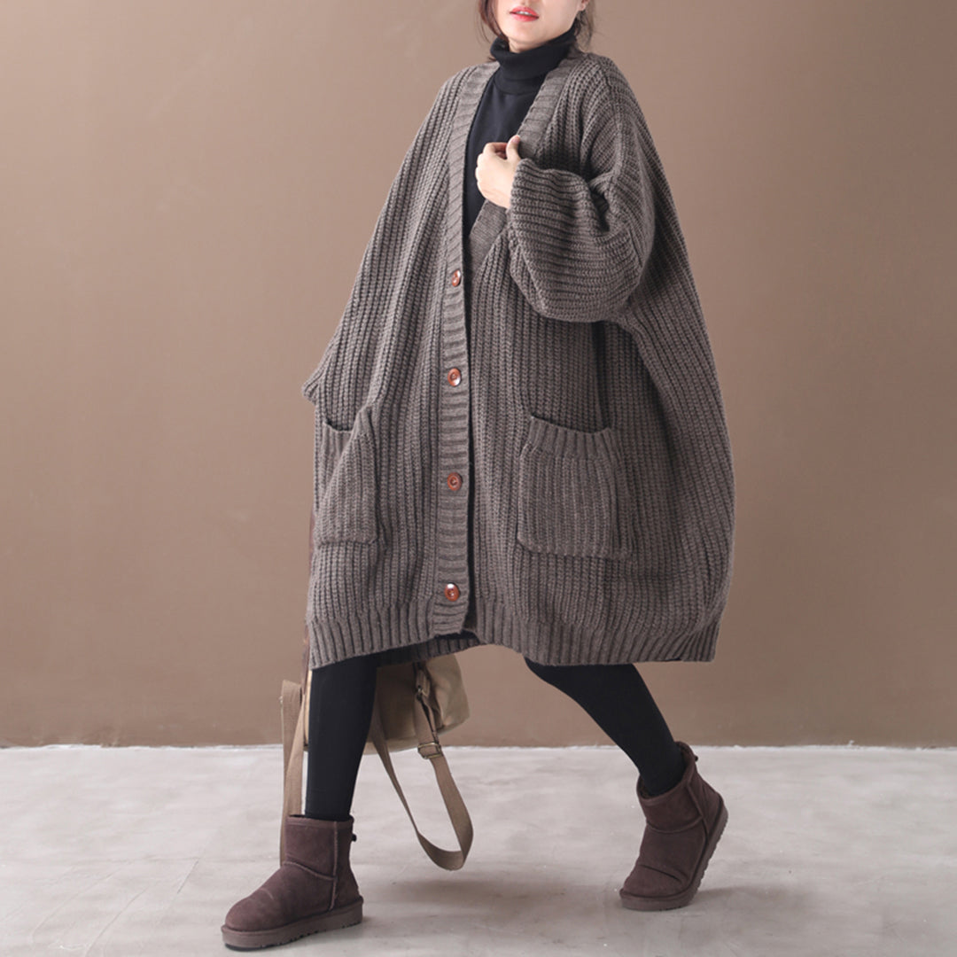 Women Lantern Sleeve Knitted Cardigan