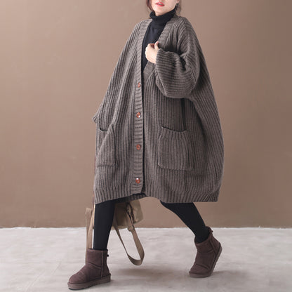 Women Lantern Sleeve Knitted Cardigan