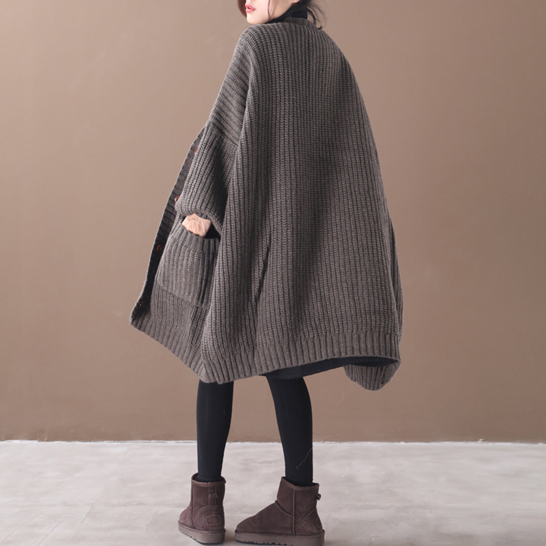 Women Lantern Sleeve Knitted Cardigan