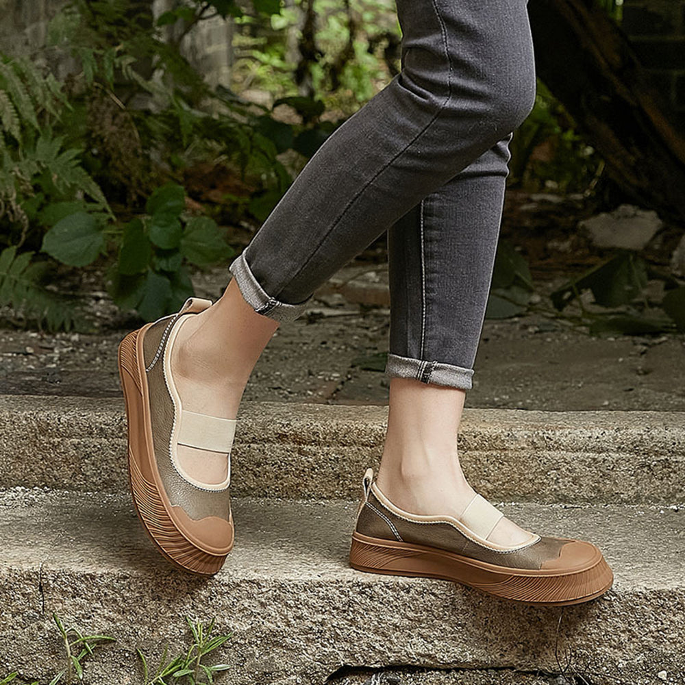 Women Platform Elastic Leather Shoes