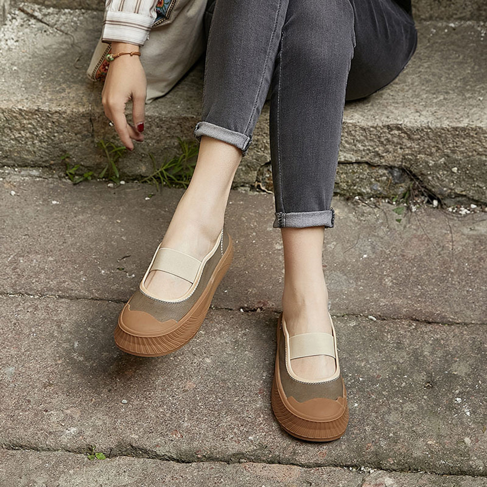 Women Platform Elastic Leather Shoes