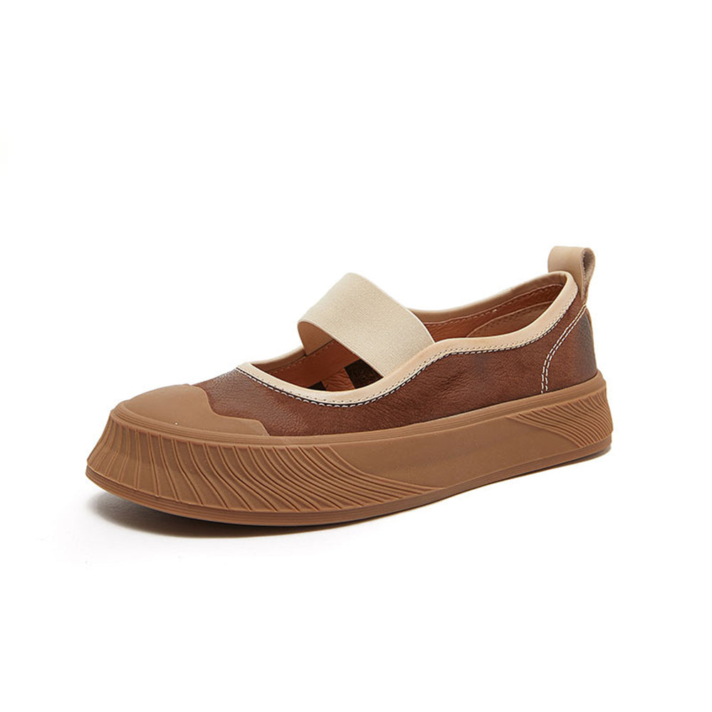 Women Platform Elastic Leather Shoes