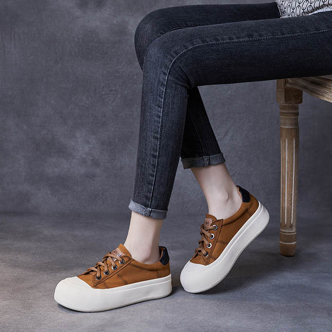 Women Platform Lace-Up Casual Shoes