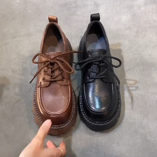 Women Platform Loafer Soft Leather Shoes - Luckyback