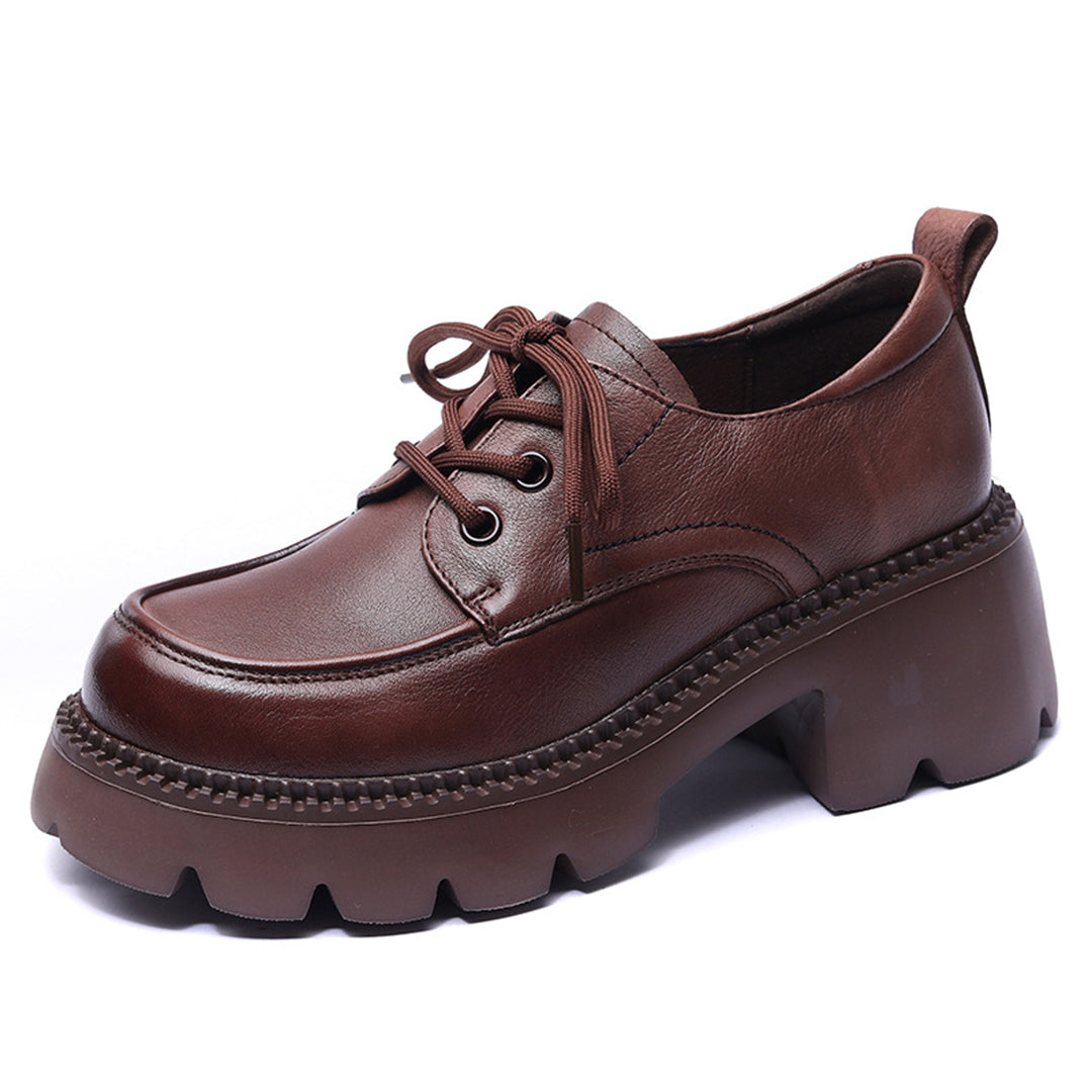 Women Platform Loafer Soft Leather Shoes - Luckyback