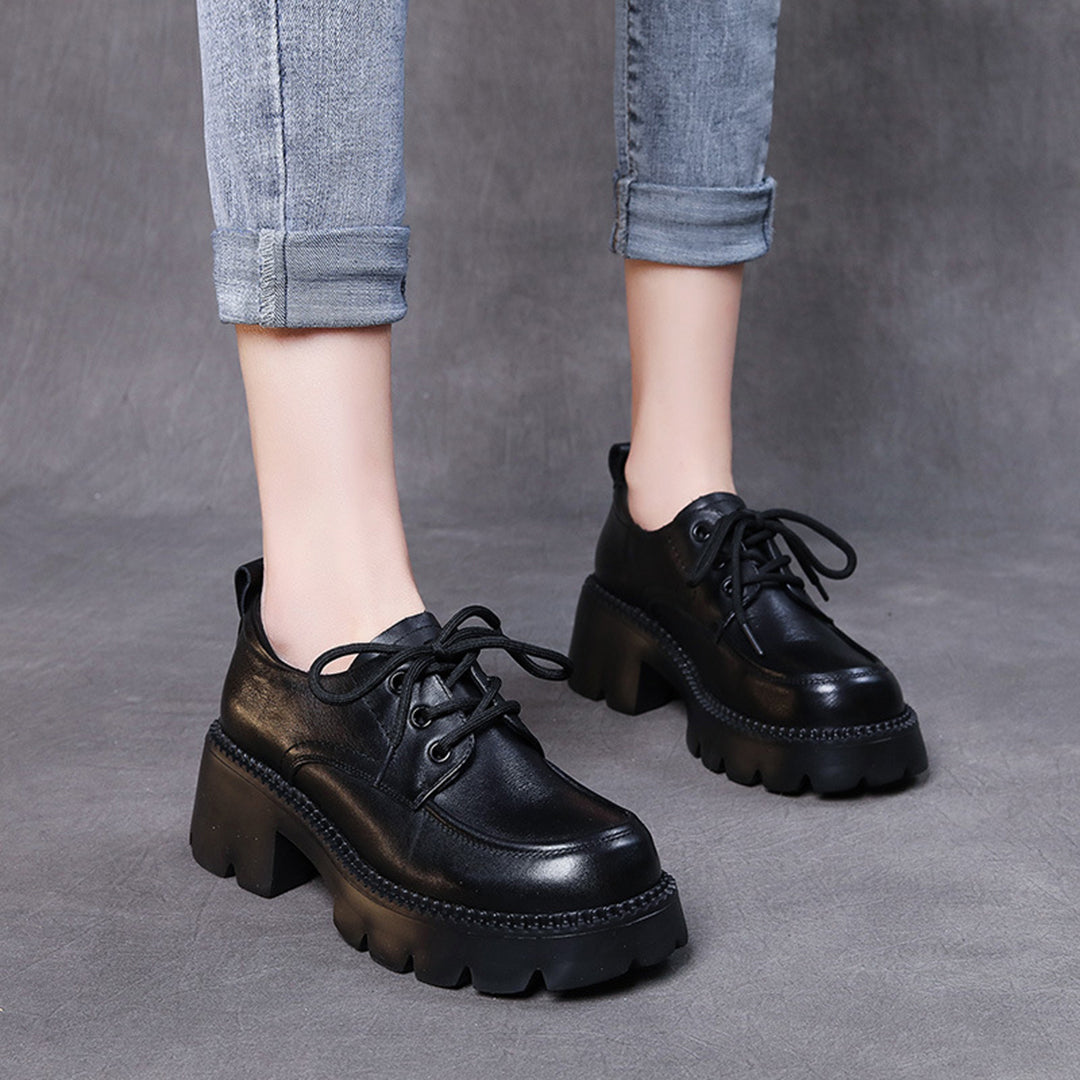 Women Platform Loafer Soft Leather Shoes â Retrosia