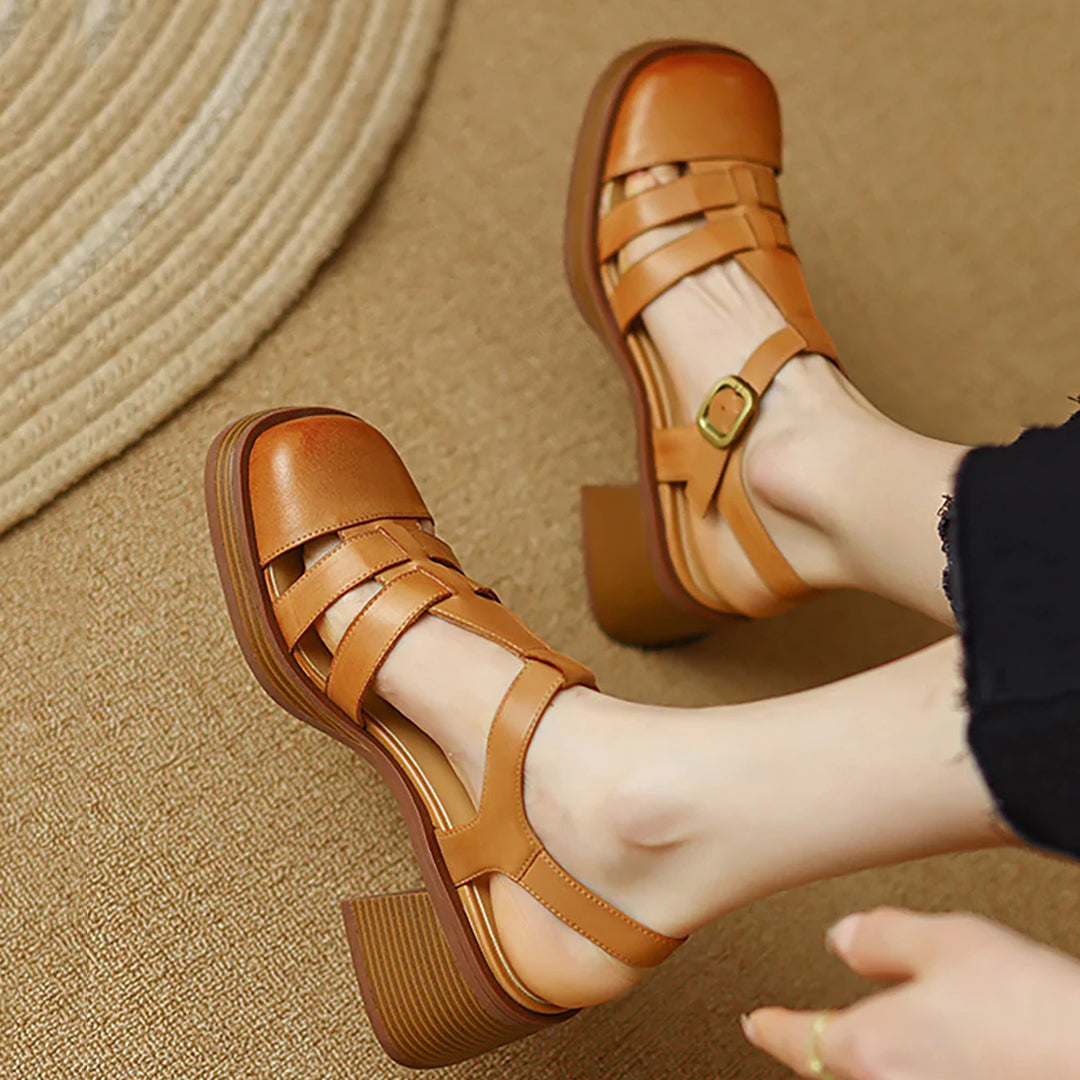 Women Rome Leather Summer High Heel Sandals