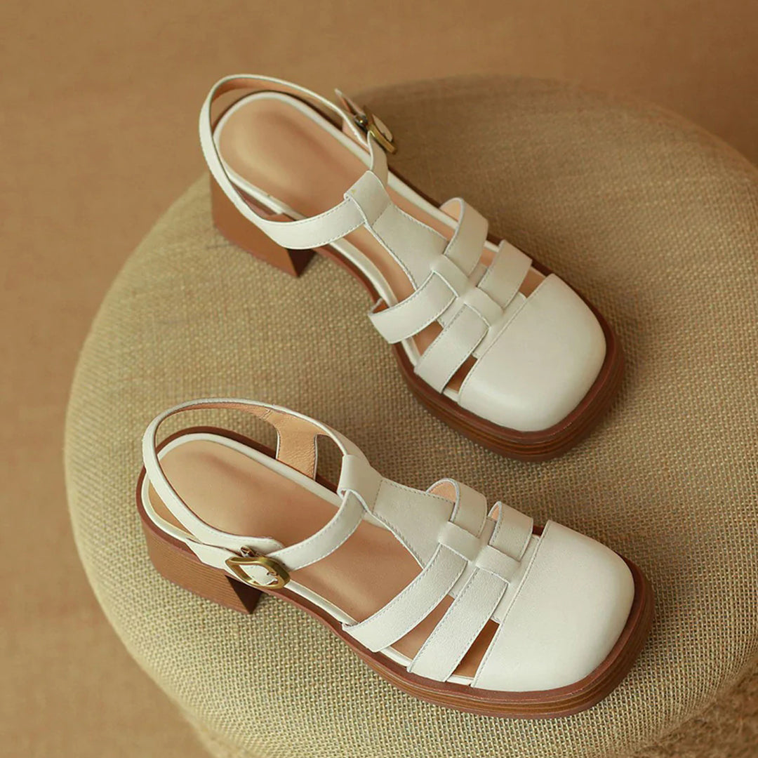 Women Rome Leather Summer High Heel Sandals
