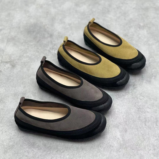 Women Round Toe Casual Slip-On Single Shoes