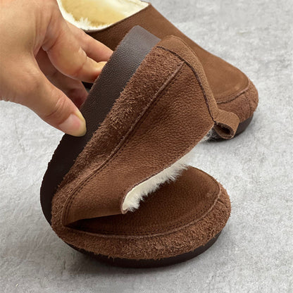 Women Slip-On Soft Leather Flat Snow Shoes
