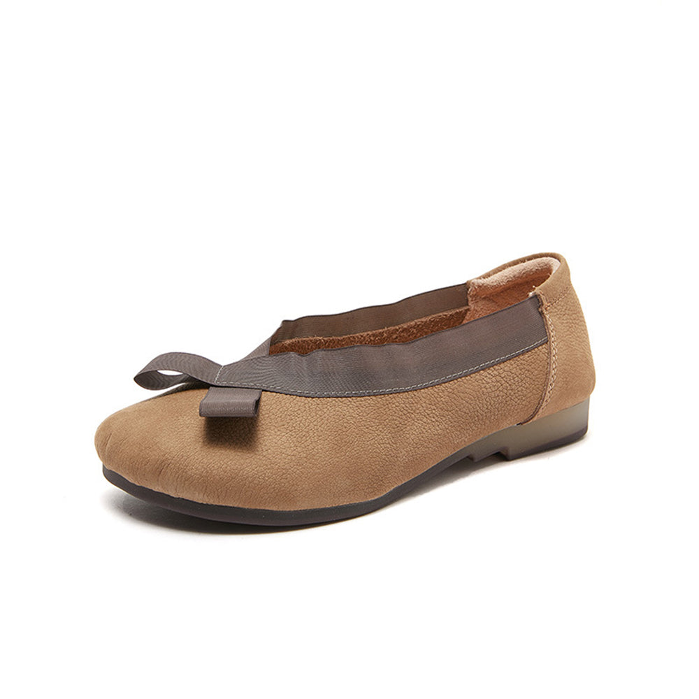 Women Slip-on Leather Flats Pea Shoes