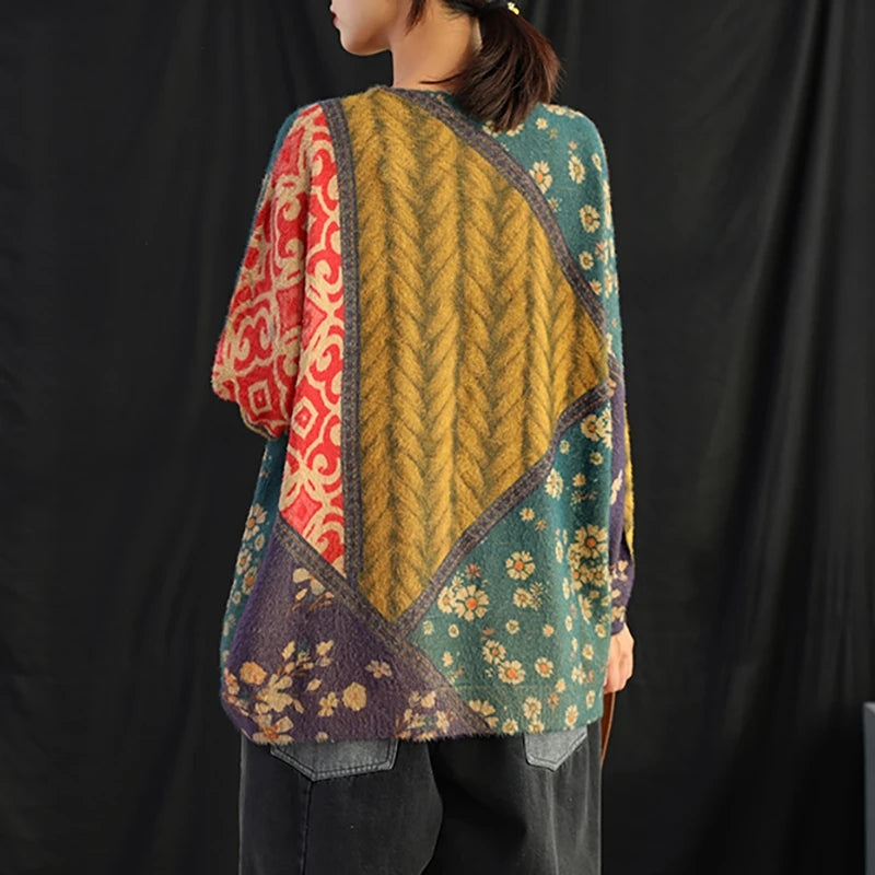 Women Soft Floral Loose Fit Sweater - Luckyback