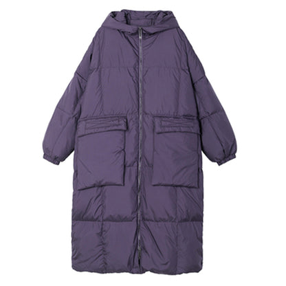 Women Solid Large Size Down Jacket - Luckyback