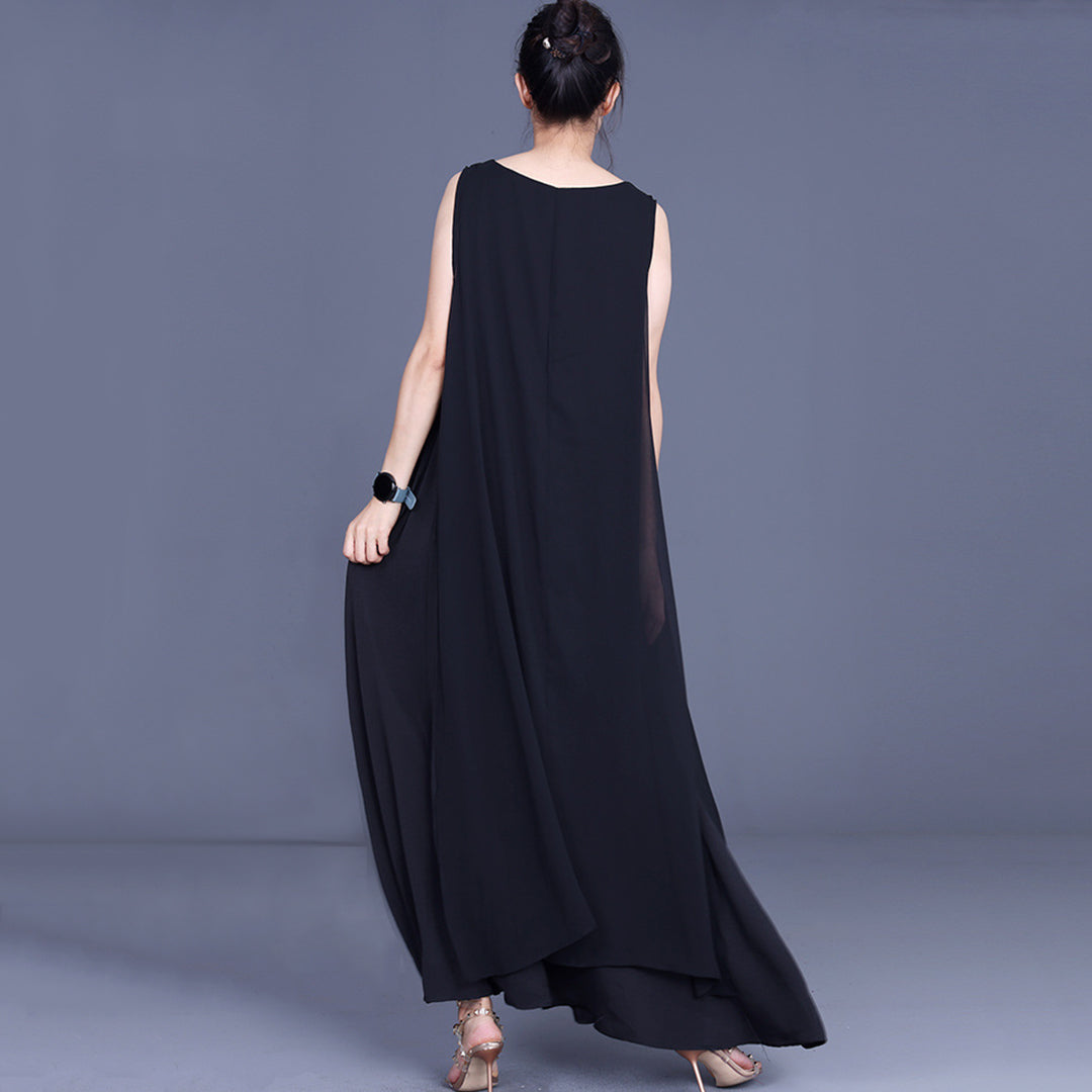 Women Solid Sleeveless Dress - Luckyback