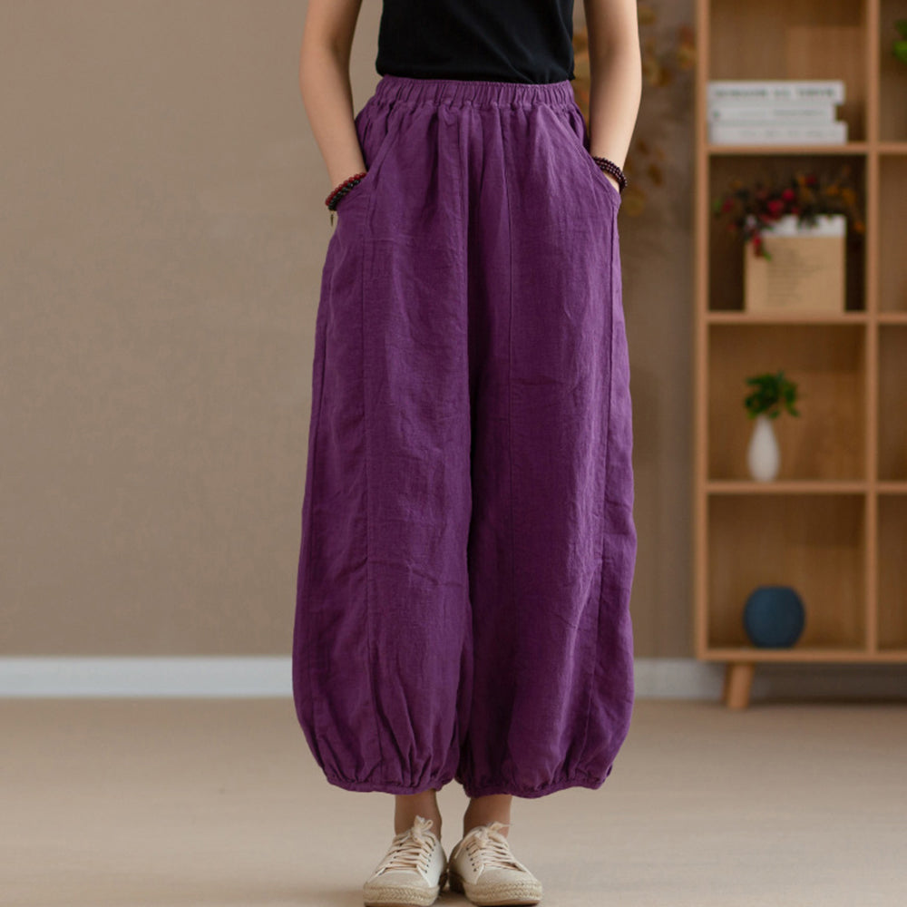 Women Summer Drawstring Linen Pants