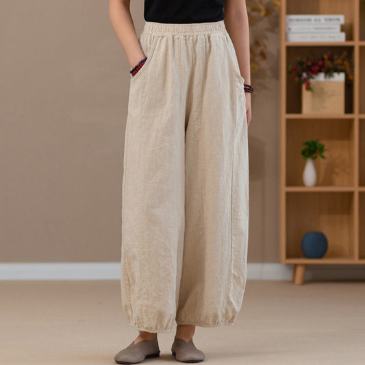 Women Summer Drawstring Linen Pants