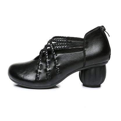 Women Woven Leather Mid-heel Shoes