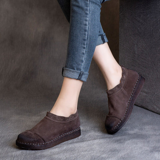 Wrapped Stitches Suede Leather Shoes - Luckyback